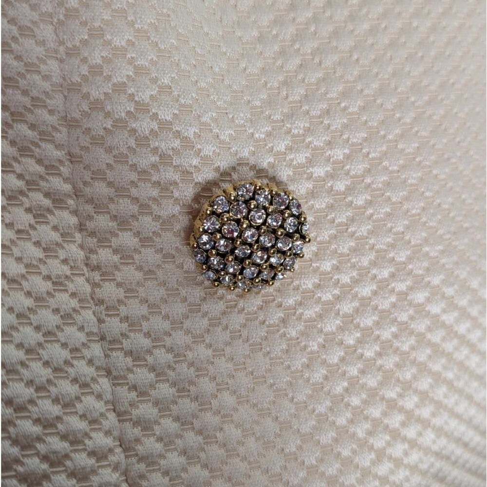 Cream Textured Rhinestone Button Jacket Blazer - Picture 7 of 7